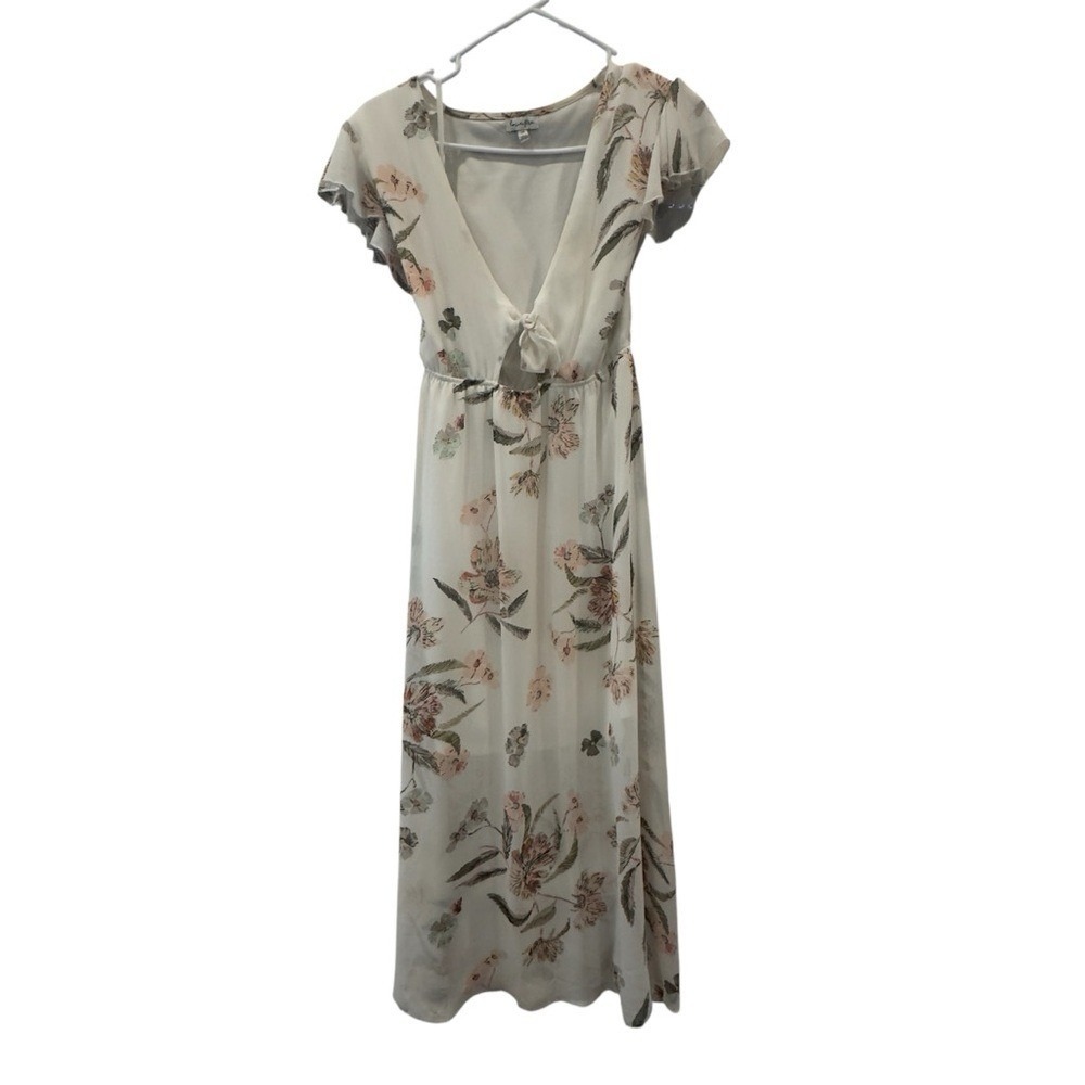 Garden‎ Girl Floral Maxi Dress with Flutter Cap Sleeves Size S